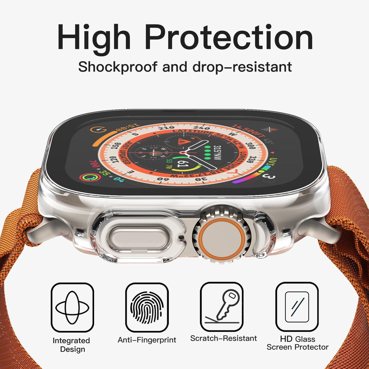 JETech Cover per Apple Watch Series 11/10 46mm, Nero