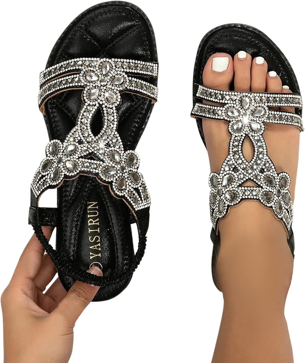 Generico Sandali Donna Estive,Sandali Donna Estive Eleganti,Sandalo Gioiello,Sandalo Da Con Strass,Infradito Con Strass,Infradito Gioiello,sandali Bohémien, Casual Open Toe sandali,sandals argento 39