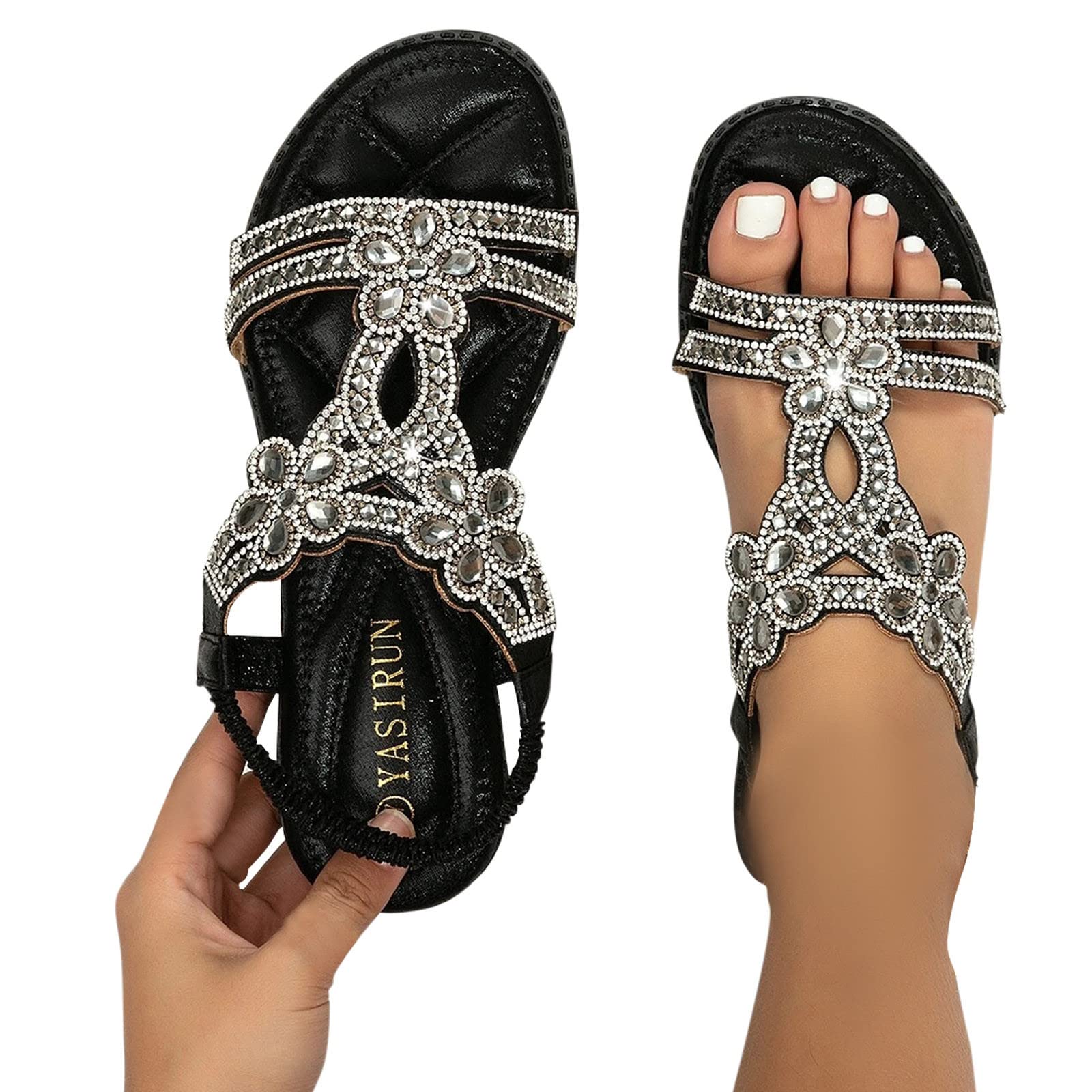 Sandali Donna Estive Gioiello Comodi Eleganti Sandalo da Spiaggia Antiscivolo Lavabili Scarpe Estivo Morbida Punta Aperta Ciabatte Leggero Bohémien 36-46