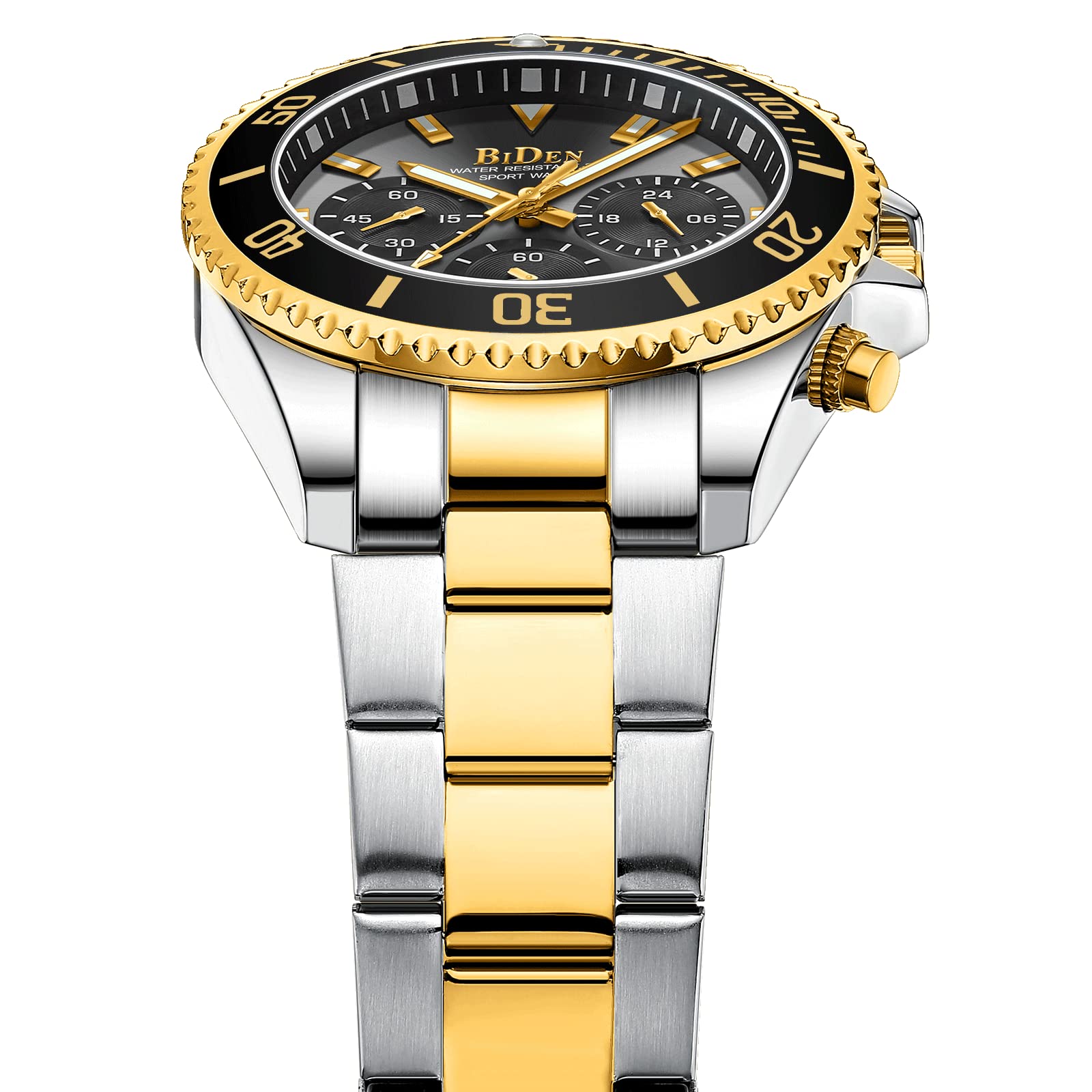 BIDEN Orologio Uomo Orologio Militare Acciaio Cronografo Impermeabile Luminosi Design Orologi Quadrante Grande da Polso Elegante Sportivo Analogici Data…