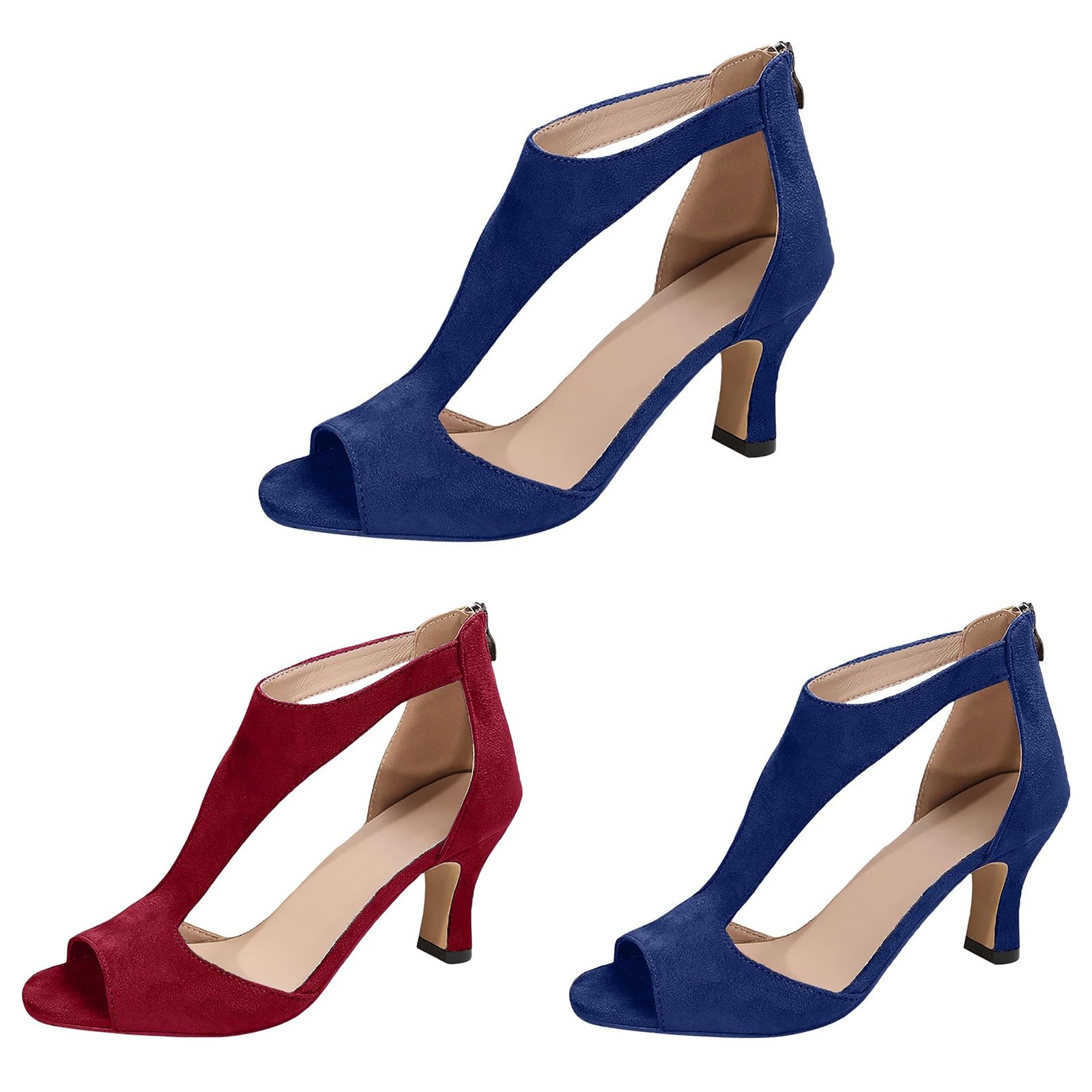 Sandali Donna Estive Eleganti con Tacco Scarpe Estive Comode Elegante Sandali Cerimonia con Cinturino alla Caviglia Heeled Sandal Classiche Neri Fibbie Tacchi Sandalo Sposa Matrimonio Tango Latin