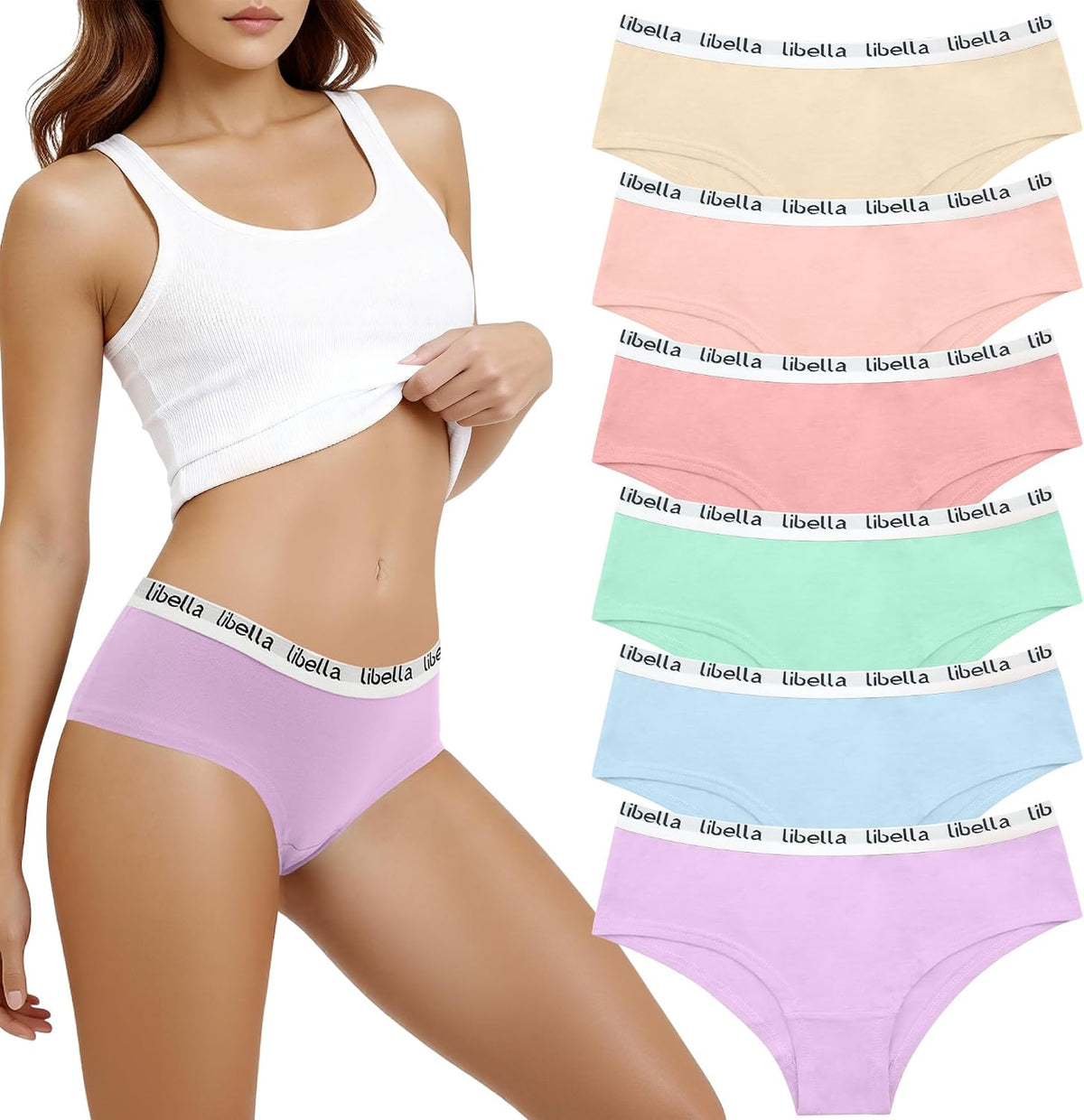 Libella Slip Donna Bassi in Cotone Elasticizzato Mutande Pacco da 6