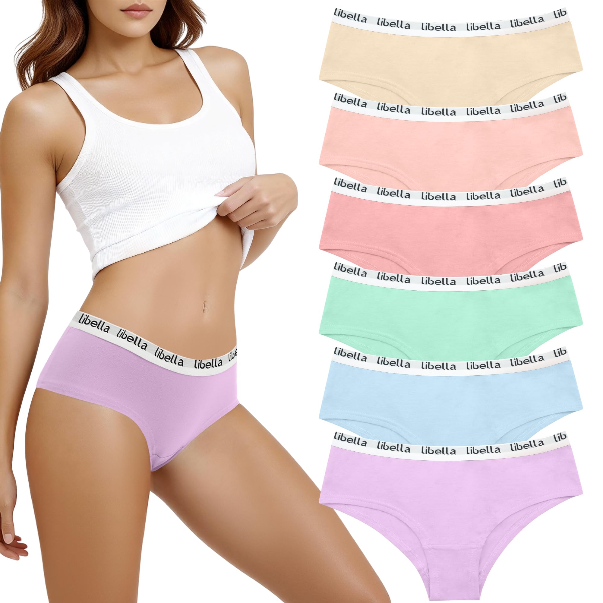 Libella Slip Donna Bassi in Cotone Elasticizzato Mutande Pacco da 6