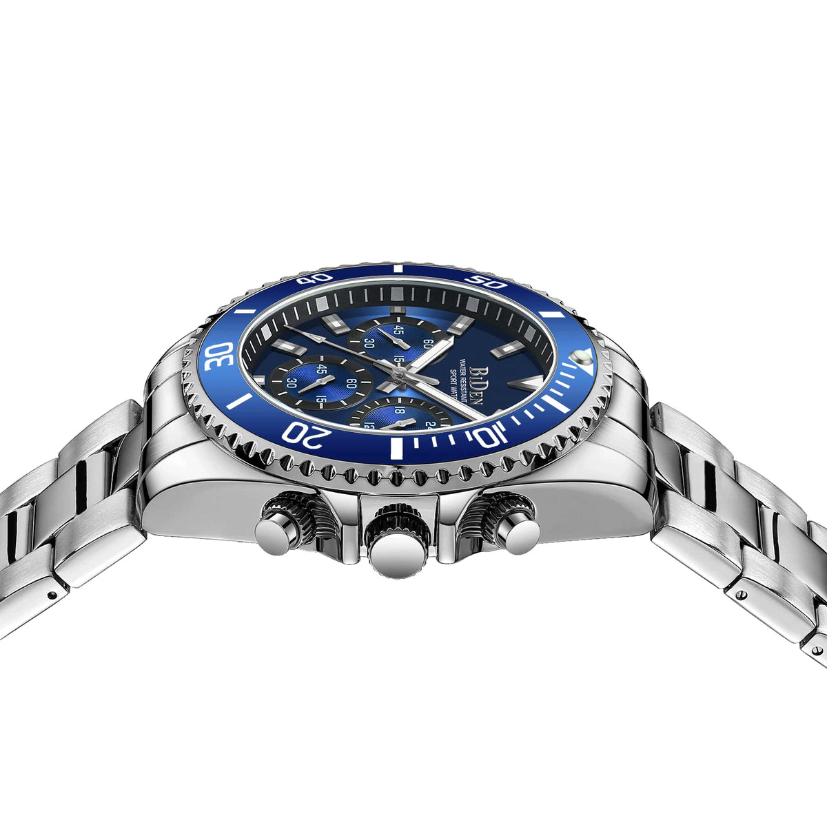 BIDEN Orologio Uomo Orologio Militare Acciaio Cronografo Impermeabile Luminosi Design Orologi Quadrante Grande da Polso Elegante Sportivo Analogici Data…