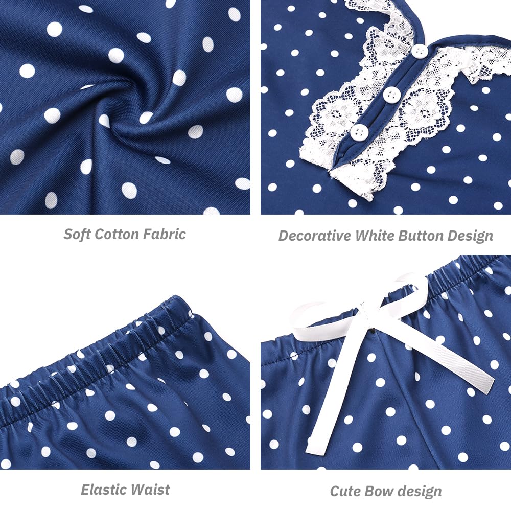 VicSec Set Pigiama da Donna a 2 Pezzi Estivo Stampato con Canotta Senza Maniche e Pantaloncini Pigiama da Donna con Scollo a V, Abbigliamento Casual da Casa Spalline Bottoni Completo con Stampa, S-XL