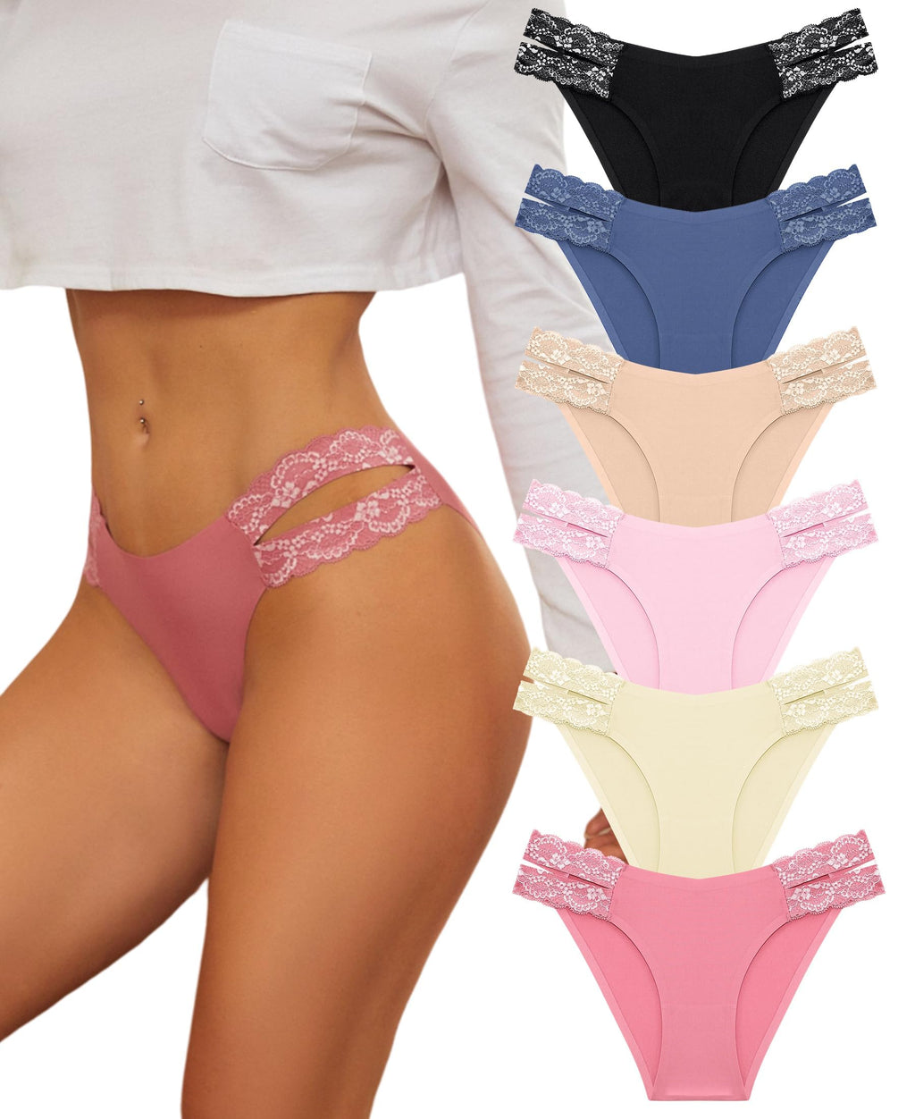 BeReady Mutande Donna Brasiliana Slip Donna Senza Cuciture Pizzo Culotte Donna Senza Cuciture Confortevole Invisibile Intimo Donna