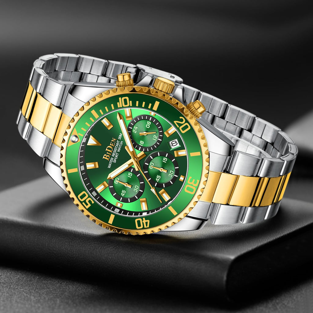 BIDEN Orologio Uomo Orologio Militare Acciaio Cronografo Impermeabile Luminosi Design Orologi Quadrante Grande da Polso Elegante Sportivo Analogici Data…