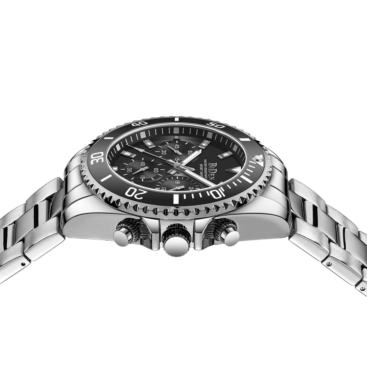 BIDEN Orologio Uomo Orologio Militare Acciaio Cronografo Impermeabile Luminosi Design Orologi Quadrante Grande da Polso Elegante Sportivo Analogici Data…