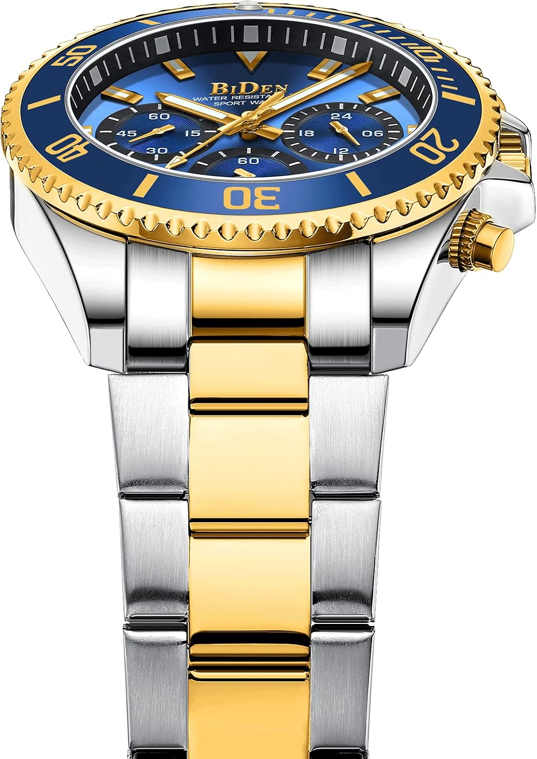 BIDEN Orologio Uomo Orologio Militare Acciaio Cronografo Impermeabile Luminosi Design Orologi Quadrante Grande da Polso Elegante Sportivo Analogici Data…