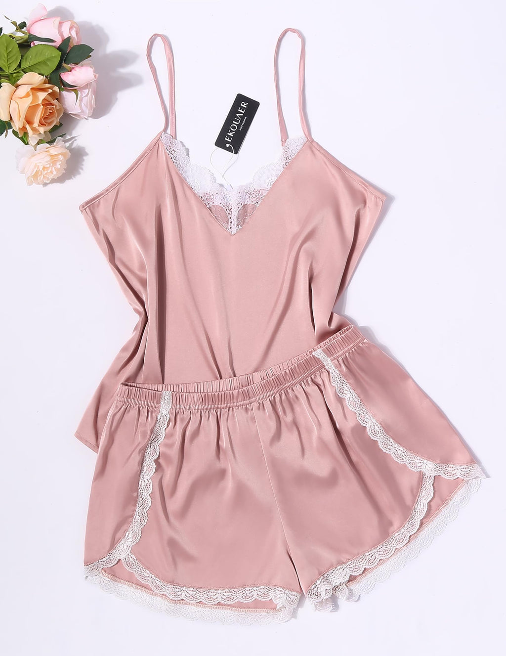 Ekouaer Pigiami Due Pezzi da Donna Seta Pigiama Donna Sexy, S-XXL