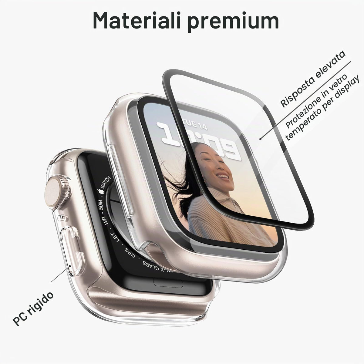 JETech Cover per Apple Watch Series 11/10 46mm, Nero