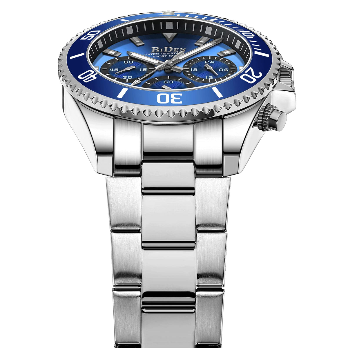 BIDEN Orologio Uomo Orologio Militare Acciaio Cronografo Impermeabile Luminosi Design Orologi Quadrante Grande da Polso Elegante Sportivo Analogici Data…