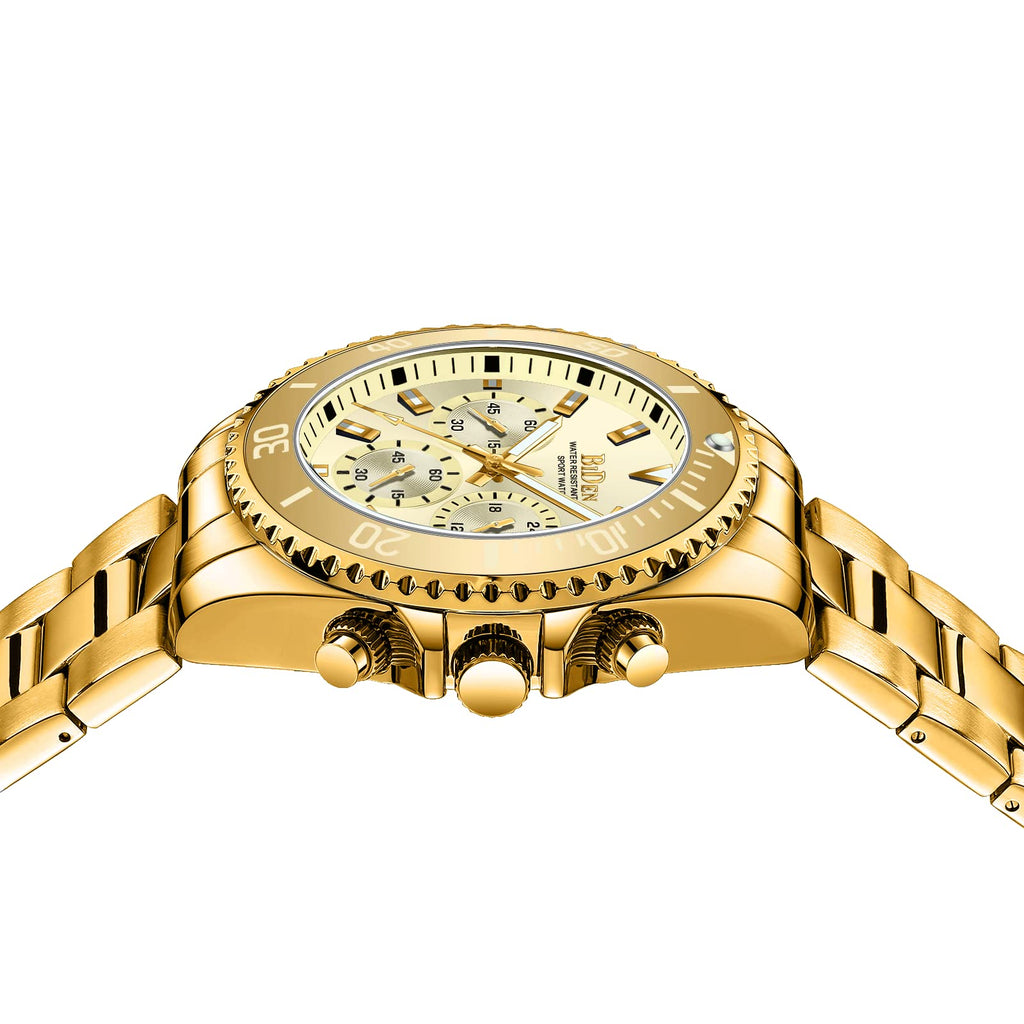 BIDEN Orologio Uomo Orologio Militare Acciaio Cronografo Impermeabile Luminosi Design Orologi Quadrante Grande da Polso Elegante Sportivo Analogici Data…