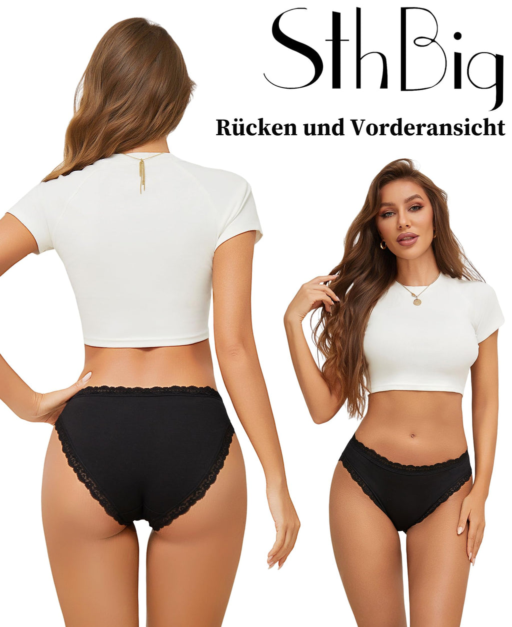 Sth Big Mutande Donna Cotone con Pizzo Elegante Slip Intimo Femminile Morbido e Traspirante Mutandine Donna Moda