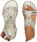 Generico Sandali Donna Estive,Sandali Donna Estive Eleganti,Sandalo Gioiello,Sandalo Da Con Strass,Infradito Con Strass,Infradito Gioiello,sandali Bohémien, Casual Open Toe sandali,sandals argento 39