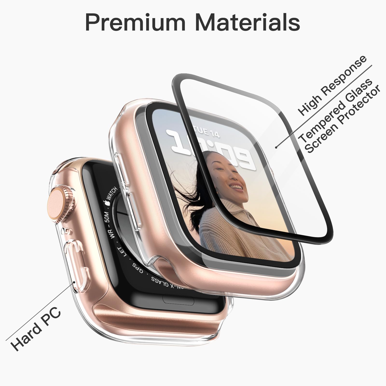 JETech Cover per Apple Watch Series 11/10 46mm, Nero