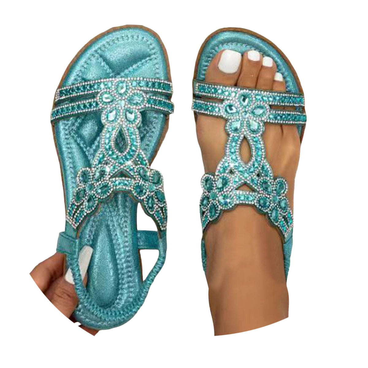 Sandali Donna Estive Gioiello Comodi Eleganti Sandalo da Spiaggia Antiscivolo Lavabili Scarpe Estivo Morbida Punta Aperta Ciabatte Leggero Bohémien 36-46