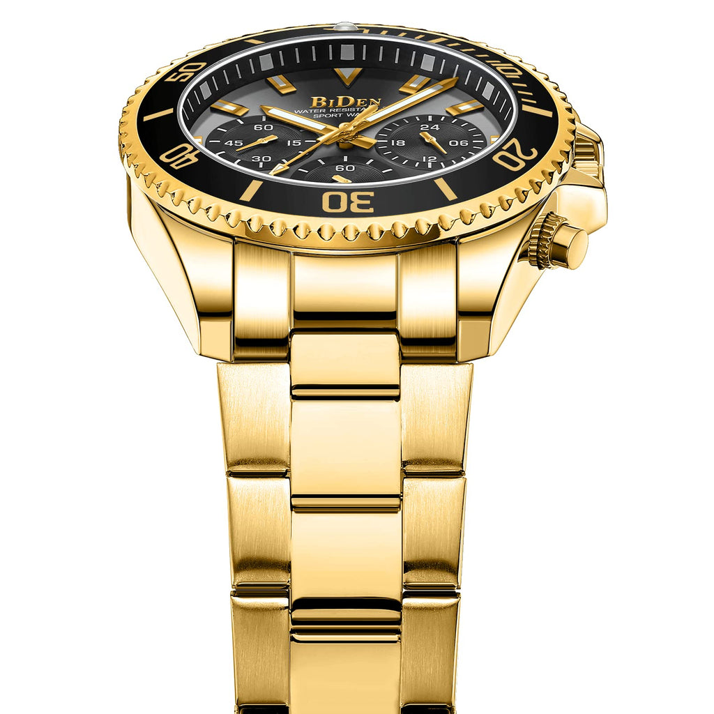 BIDEN Orologio Uomo Orologio Militare Acciaio Cronografo Impermeabile Luminosi Design Orologi Quadrante Grande da Polso Elegante Sportivo Analogici Data…
