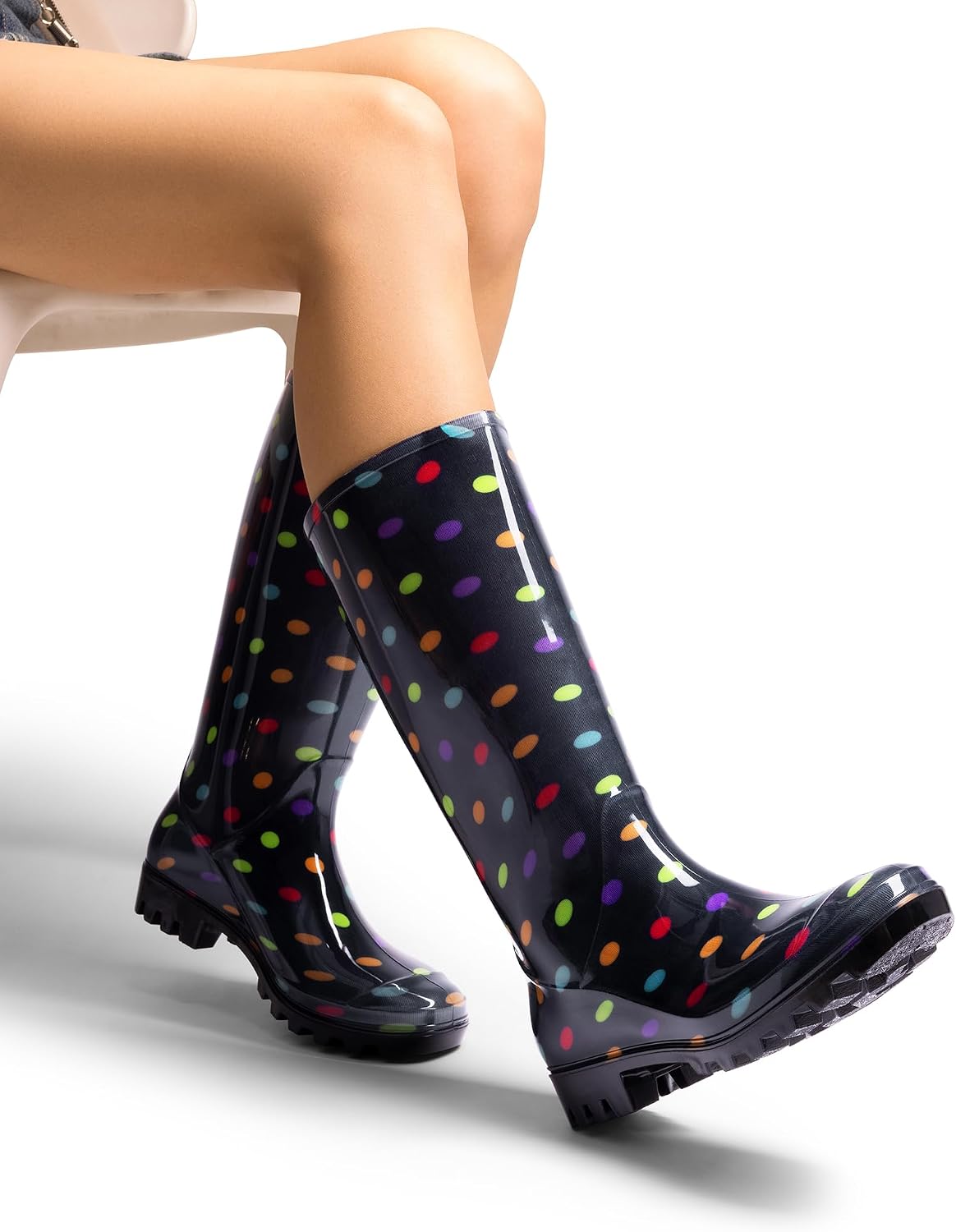 DREAM PAIRS Stivali Pioggia Donna Trasparenti