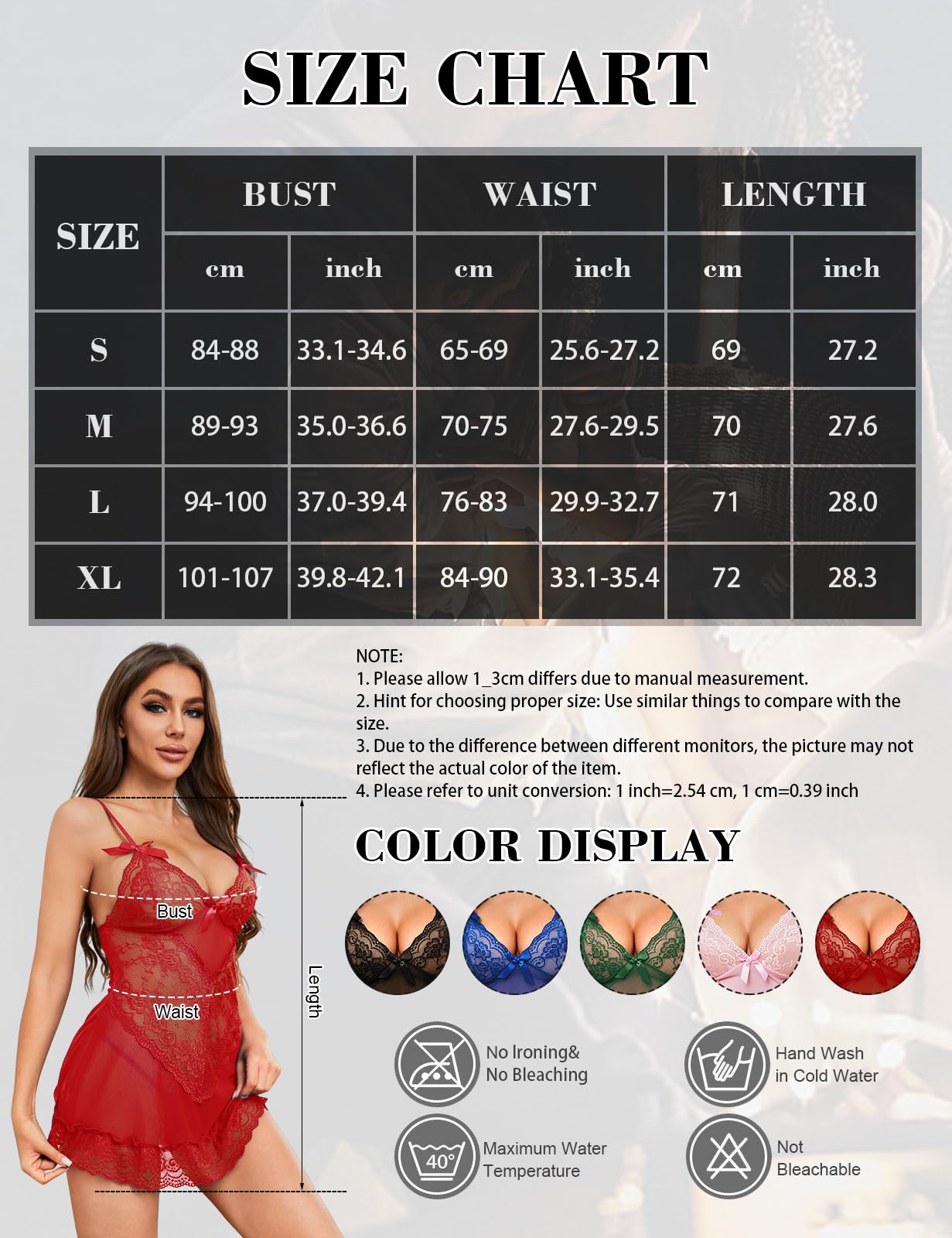 Tuopuda Lingerie Donna Sexy Intima Babydoll in Pizzo Camicia da Notte in Maglia Trasparente Intima da Notte Scollo a V Aperto Mini Abito con Perizoma