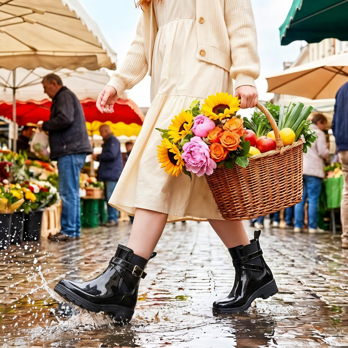 Hitmars Stivali Pioggia Donna Gomma Scarpe Impermeabili Chelsea Boots