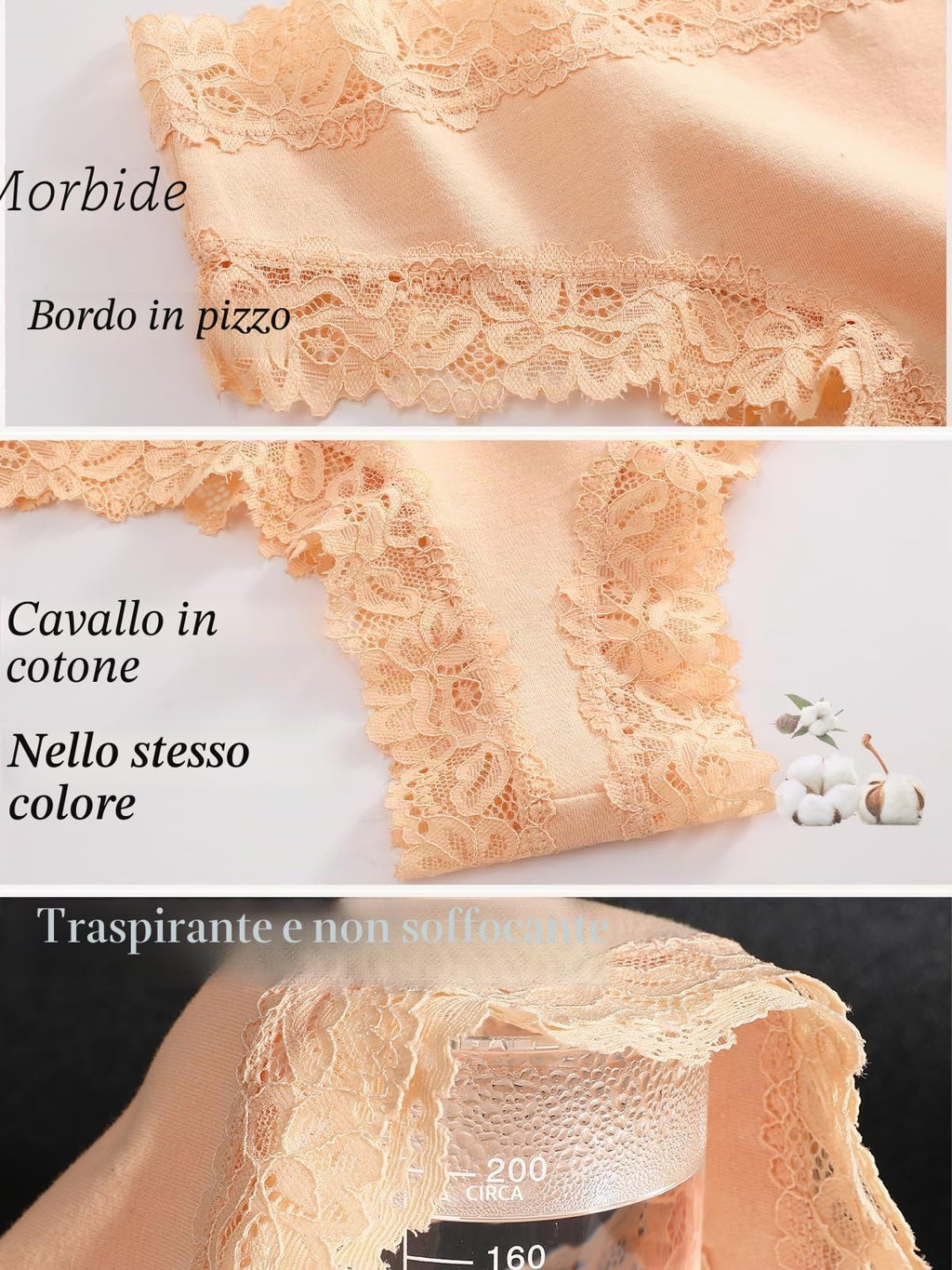 ALL OF SHE Mutande Brasiliana Donna Cotone Slip Pizzo Set Mutandine a Vita Bassa Intimo Seducente Culotte Underwear Pacco da 5