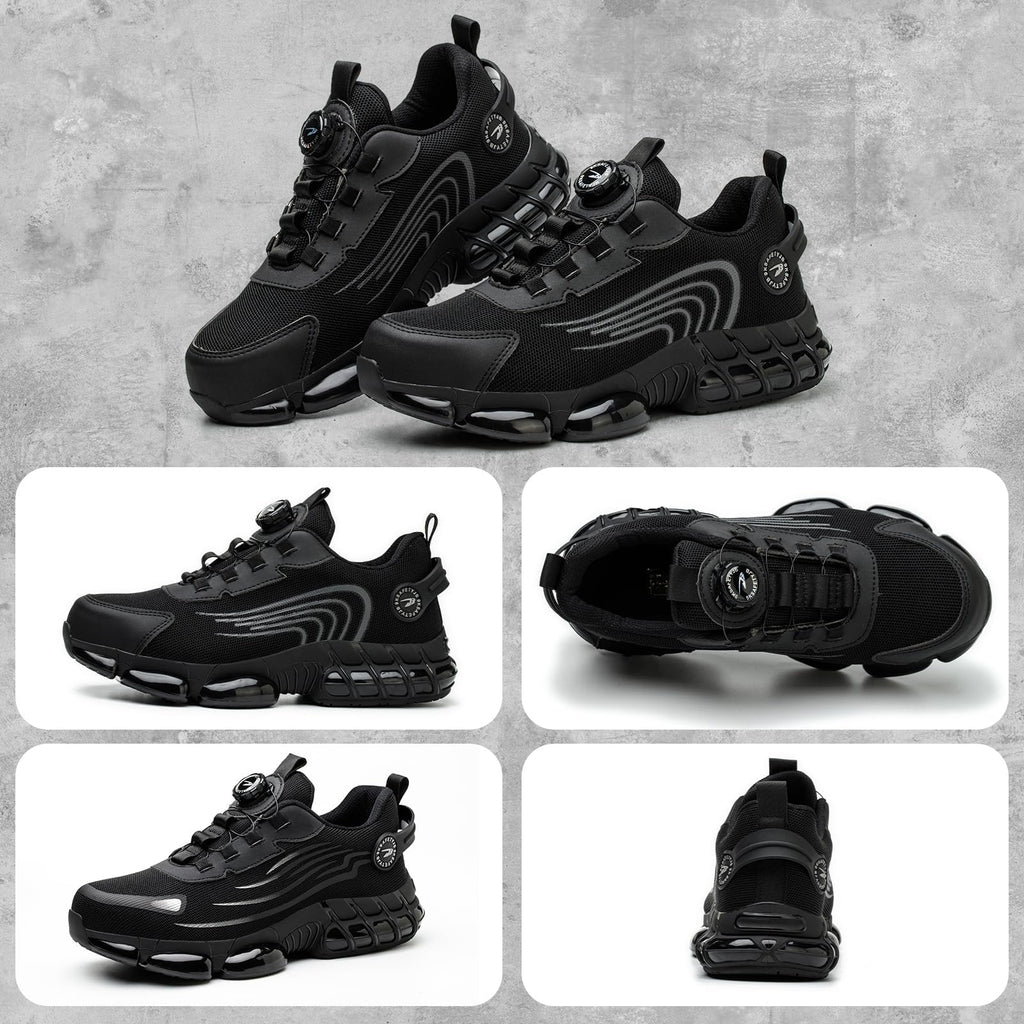 Scarpe Antinfortunistiche Uomo Donna Leggere Traspiranti Sneakers Antiscivolo Scarpe Sicurezza con Punta in Acciaio Regolazione Rapida dei Lacci 36-46 EU