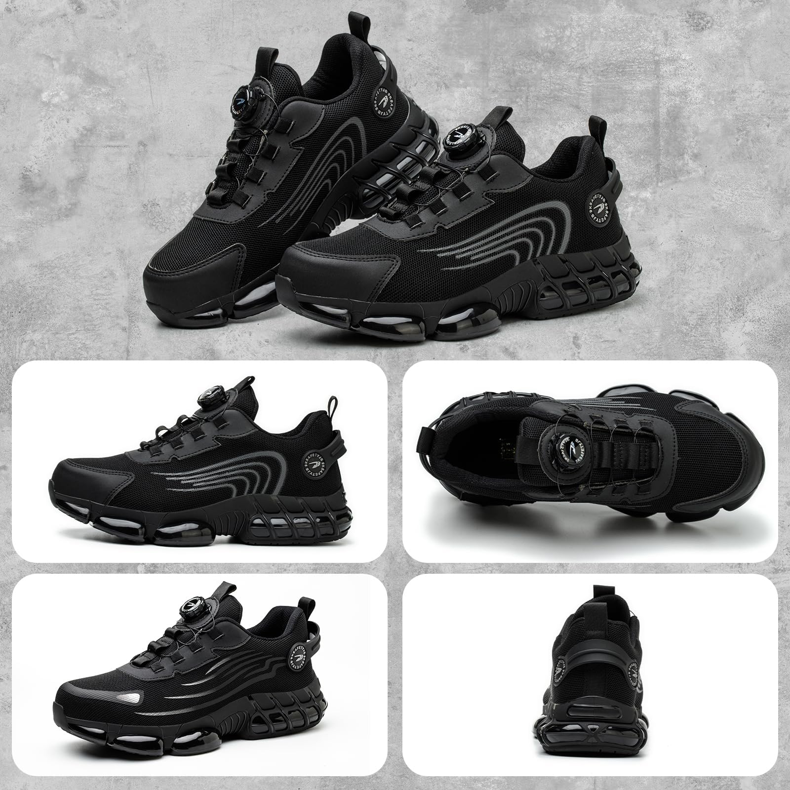 Scarpe Antinfortunistiche Uomo Donna Leggere Traspiranti Sneakers Antiscivolo Scarpe Sicurezza con Punta in Acciaio Regolazione Rapida dei Lacci 36-46 EU