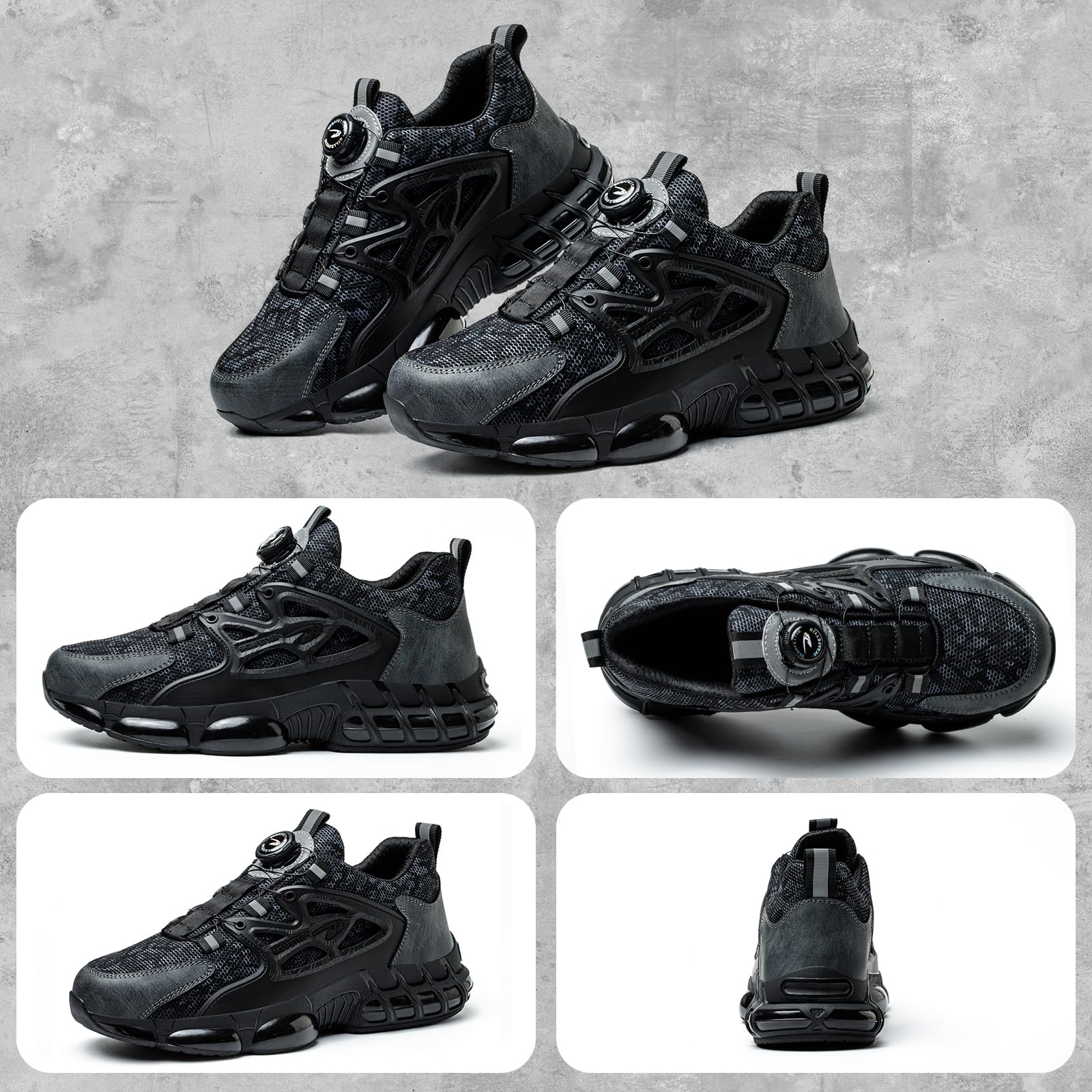 Scarpe Antinfortunistiche Uomo Donna Leggere Traspiranti Sneakers Antiscivolo Scarpe Sicurezza con Punta in Acciaio Regolazione Rapida dei Lacci 36-46 EU