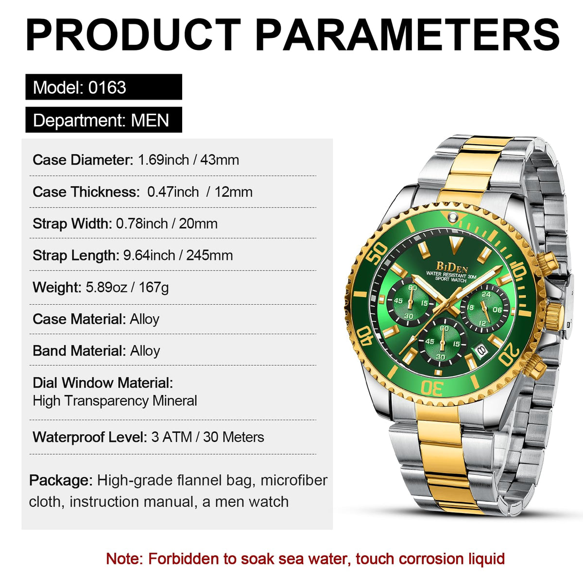 BIDEN Orologio Uomo Orologio Militare Acciaio Cronografo Impermeabile Luminosi Design Orologi Quadrante Grande da Polso Elegante Sportivo Analogici Data…