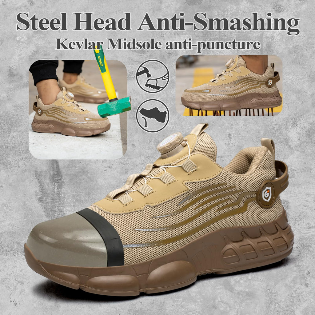 Scarpe Antinfortunistiche Uomo Donna Leggere Traspiranti Sneakers Antiscivolo Scarpe Sicurezza con Punta in Acciaio Regolazione Rapida dei Lacci 36-46 EU