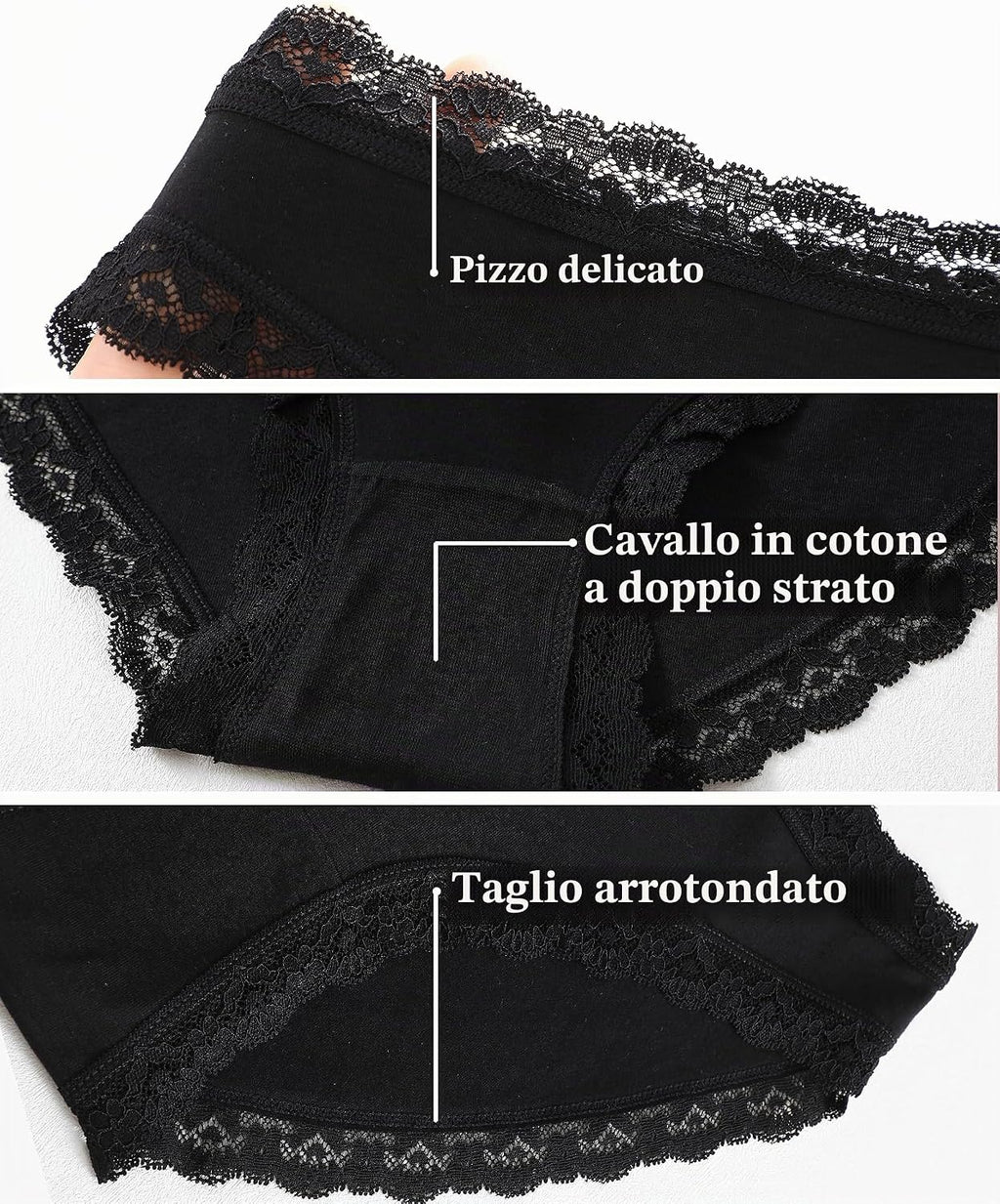 Sth Big Mutande Donna Cotone con Pizzo Elegante Slip Intimo Femminile Morbido e Traspirante Mutandine Donna Moda