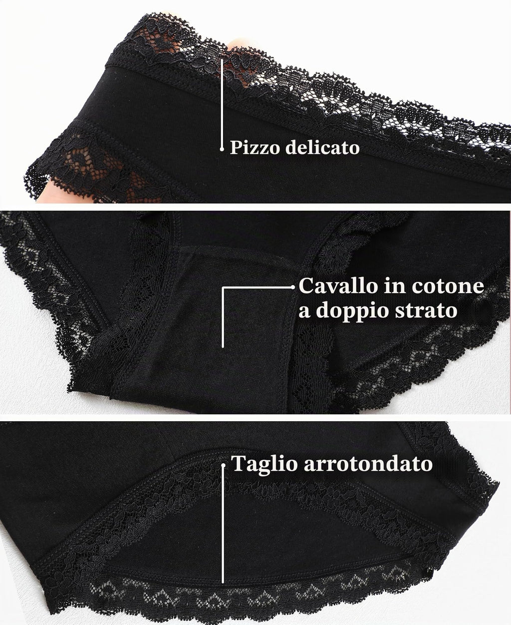 Sth Big Mutande Donna Cotone con Pizzo Elegante Slip Intimo Femminile Morbido e Traspirante Mutandine Donna Moda
