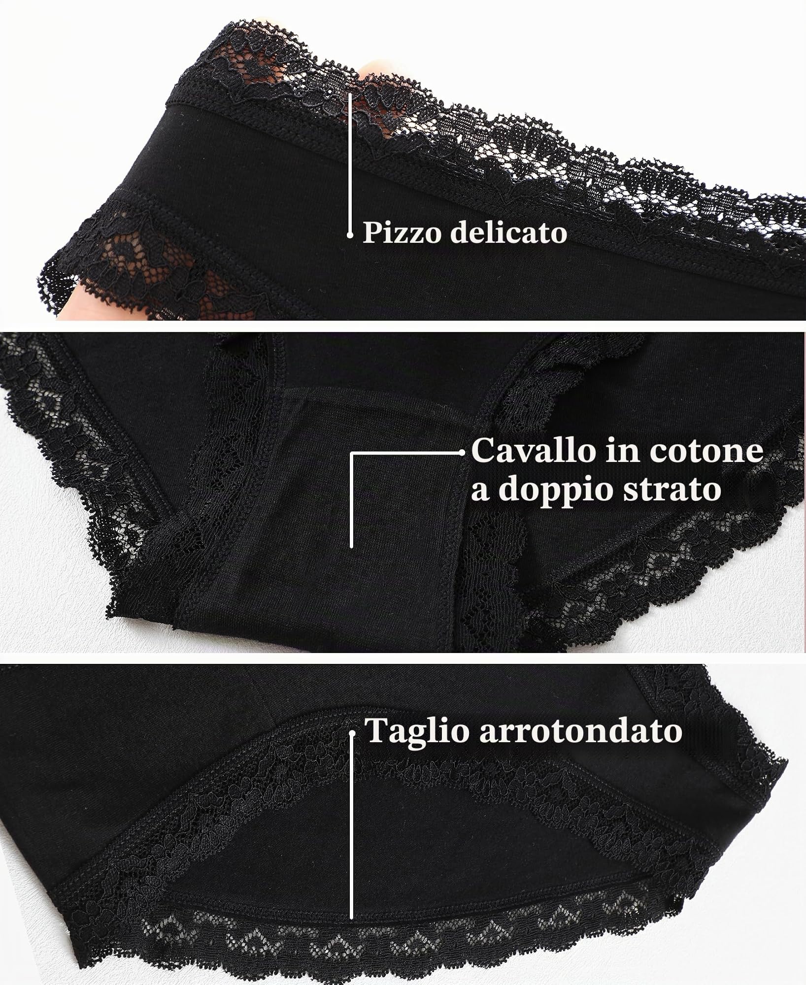 Sth Big Mutande Donna Cotone con Pizzo Elegante Slip Intimo Femminile Morbido e Traspirante Mutandine Donna Moda