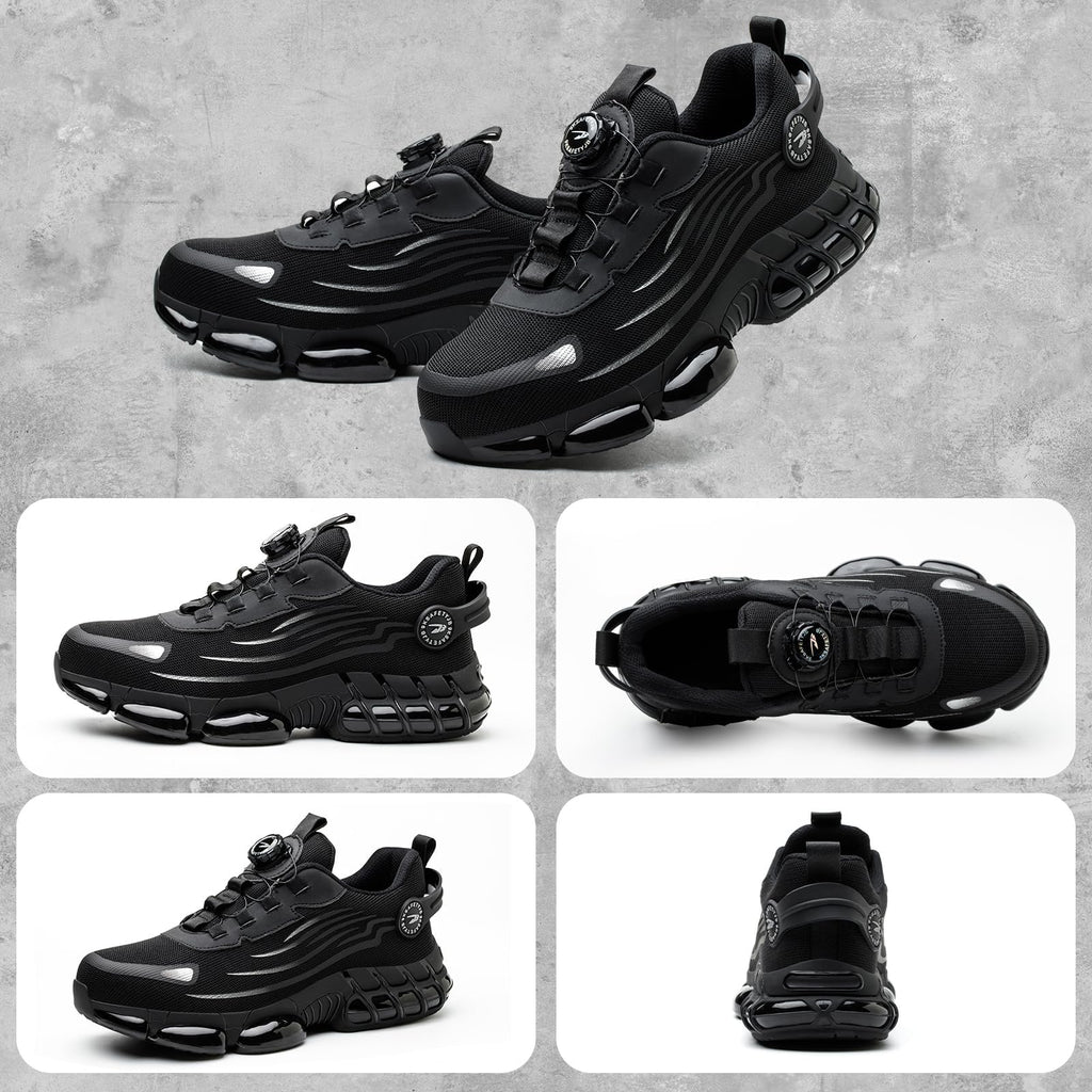 Scarpe Antinfortunistiche Uomo Donna Leggere Traspiranti Sneakers Antiscivolo Scarpe Sicurezza con Punta in Acciaio Regolazione Rapida dei Lacci 36-46 EU