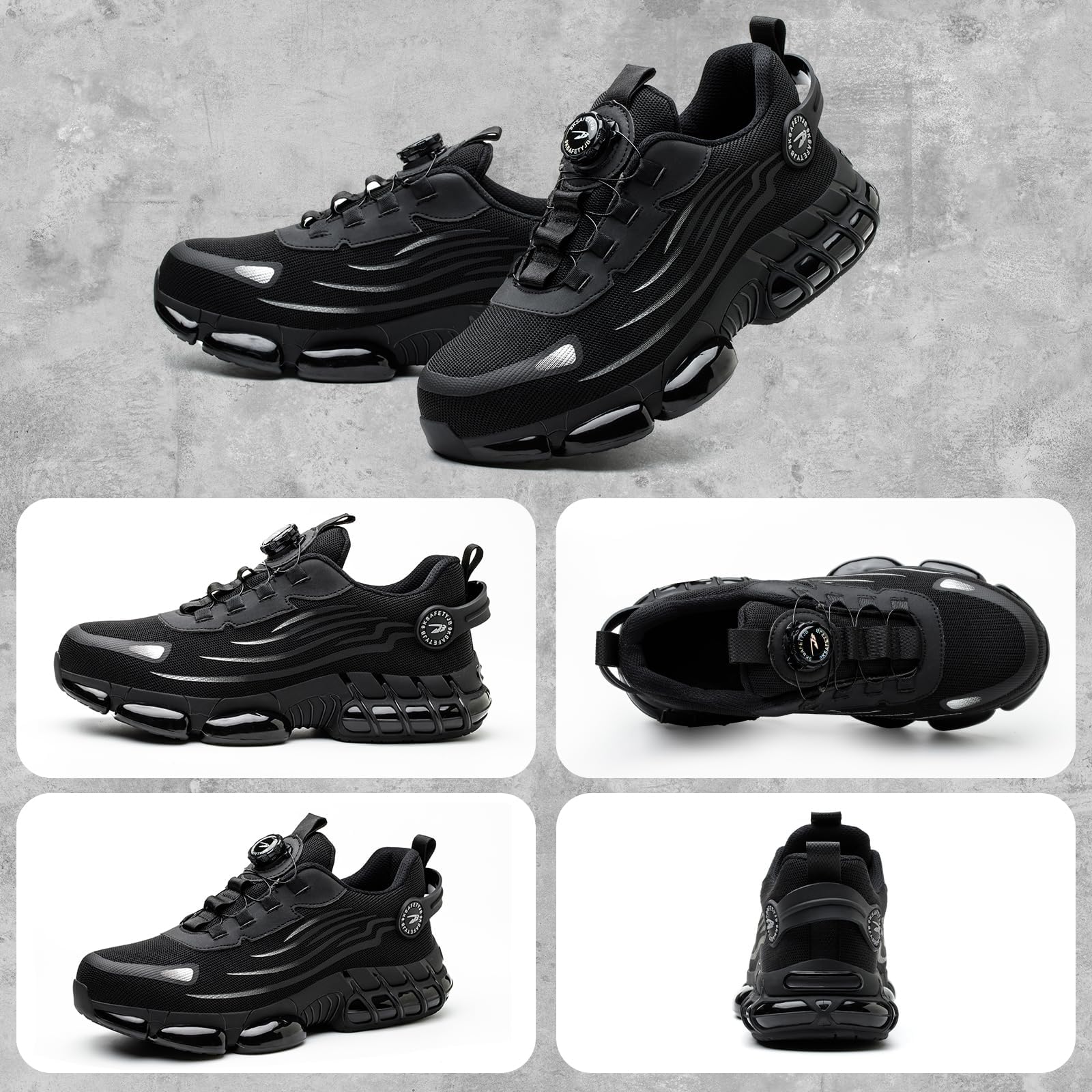 Scarpe Antinfortunistiche Uomo Donna Leggere Traspiranti Sneakers Antiscivolo Scarpe Sicurezza con Punta in Acciaio Regolazione Rapida dei Lacci 36-46 EU