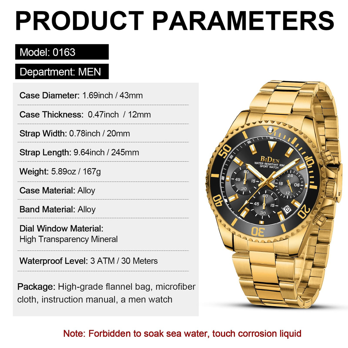 BIDEN Orologio Uomo Orologio Militare Acciaio Cronografo Impermeabile Luminosi Design Orologi Quadrante Grande da Polso Elegante Sportivo Analogici Data…