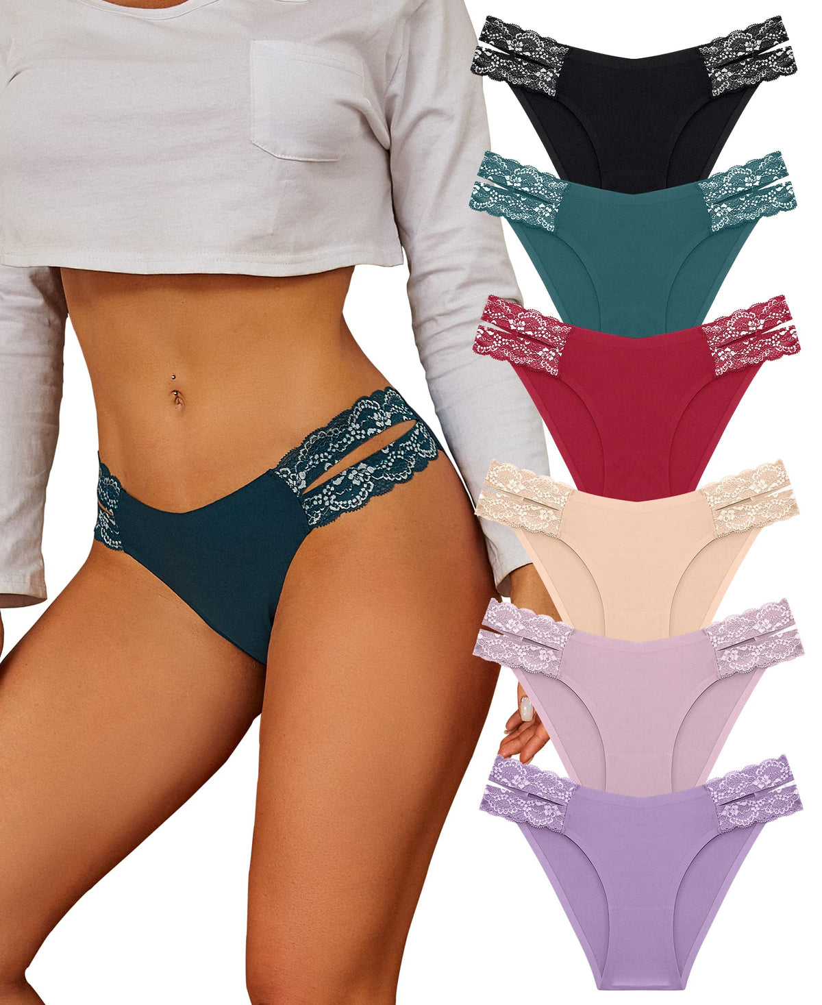 BeReady Mutande Donna Brasiliana Slip Donna Senza Cuciture Pizzo Culotte Donna Senza Cuciture Confortevole Invisibile Intimo Donna