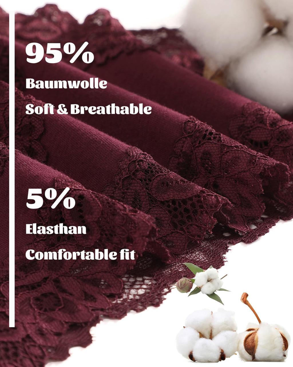 ALL OF SHE Mutande Brasiliana Donna Cotone Slip Pizzo Set Mutandine a Vita Bassa Intimo Seducente Culotte Underwear Pacco da 5