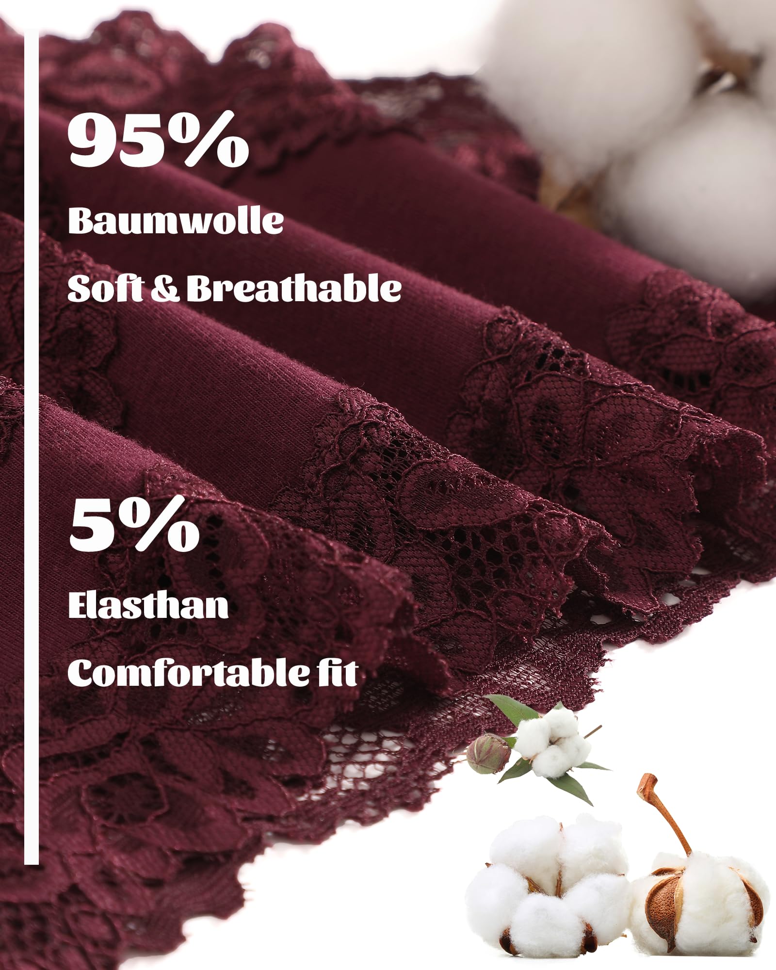 ALL OF SHE Mutande Brasiliana Donna Cotone Slip Pizzo Set Mutandine a Vita Bassa Intimo Seducente Culotte Underwear Pacco da 5