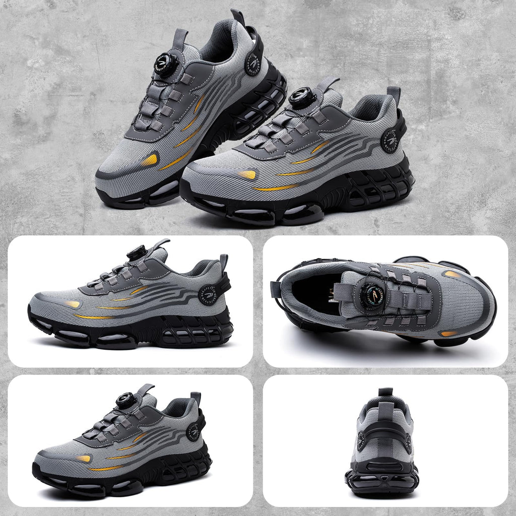 Scarpe Antinfortunistiche Uomo Donna Leggere Traspiranti Sneakers Antiscivolo Scarpe Sicurezza con Punta in Acciaio Regolazione Rapida dei Lacci 36-46 EU