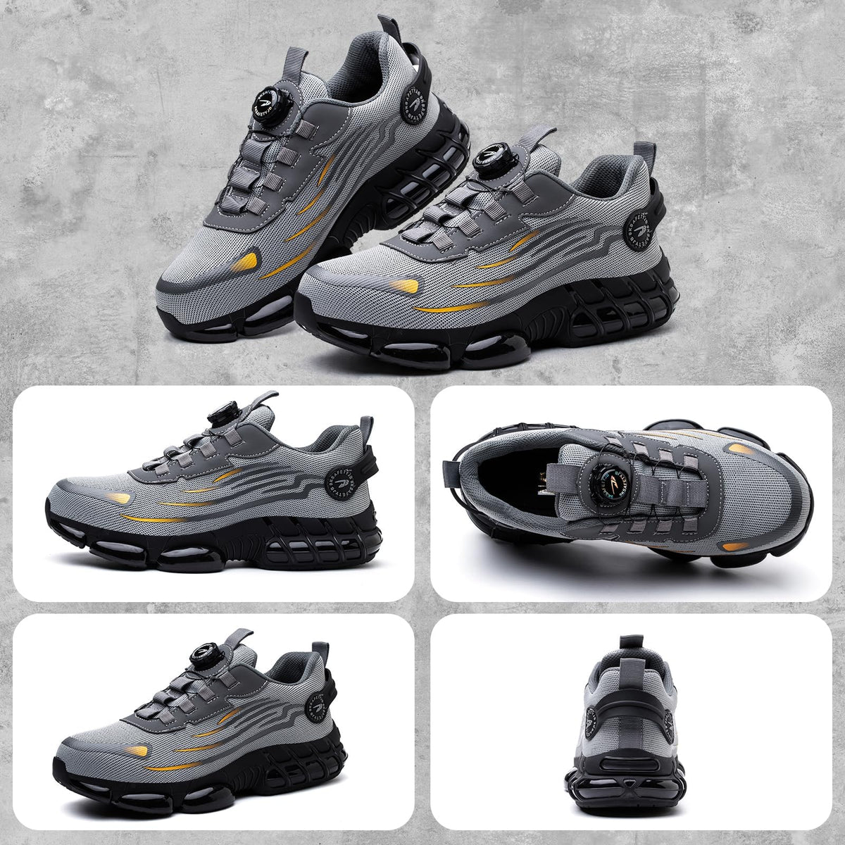 Scarpe Antinfortunistiche Uomo Donna Leggere Traspiranti Sneakers Antiscivolo Scarpe Sicurezza con Punta in Acciaio Regolazione Rapida dei Lacci 36-46 EU