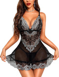 RSLOVE Lingerie per Donna Babydoll in Pizzo Camicia da Notte Sexy in Maglia Chemise con Scollo a V Abito da Notte