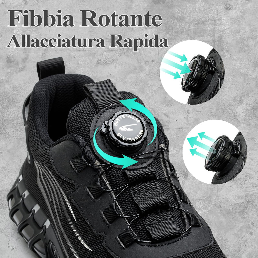 Scarpe Antinfortunistiche Uomo Donna Leggere Traspiranti Sneakers Antiscivolo Scarpe Sicurezza con Punta in Acciaio Regolazione Rapida dei Lacci 36-46 EU