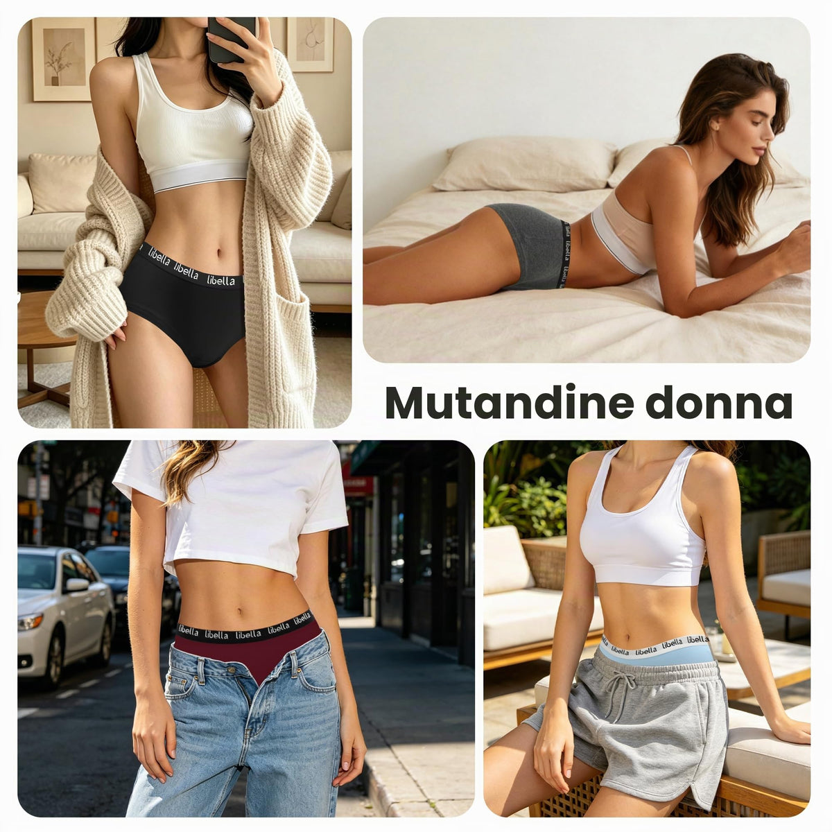 Libella Slip Donna Bassi in Cotone Elasticizzato Mutande Pacco da 6