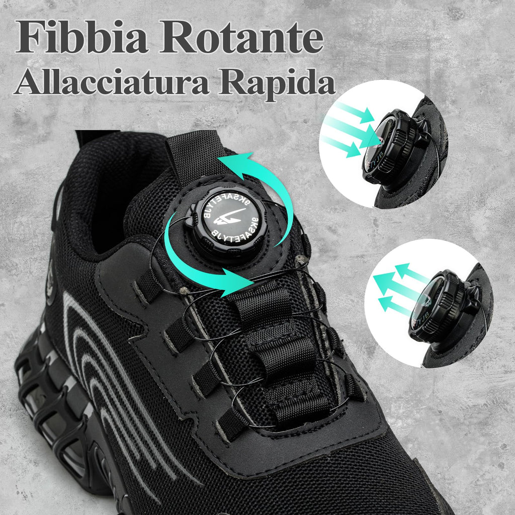 Scarpe Antinfortunistiche Uomo Donna Leggere Traspiranti Sneakers Antiscivolo Scarpe Sicurezza con Punta in Acciaio Regolazione Rapida dei Lacci 36-46 EU