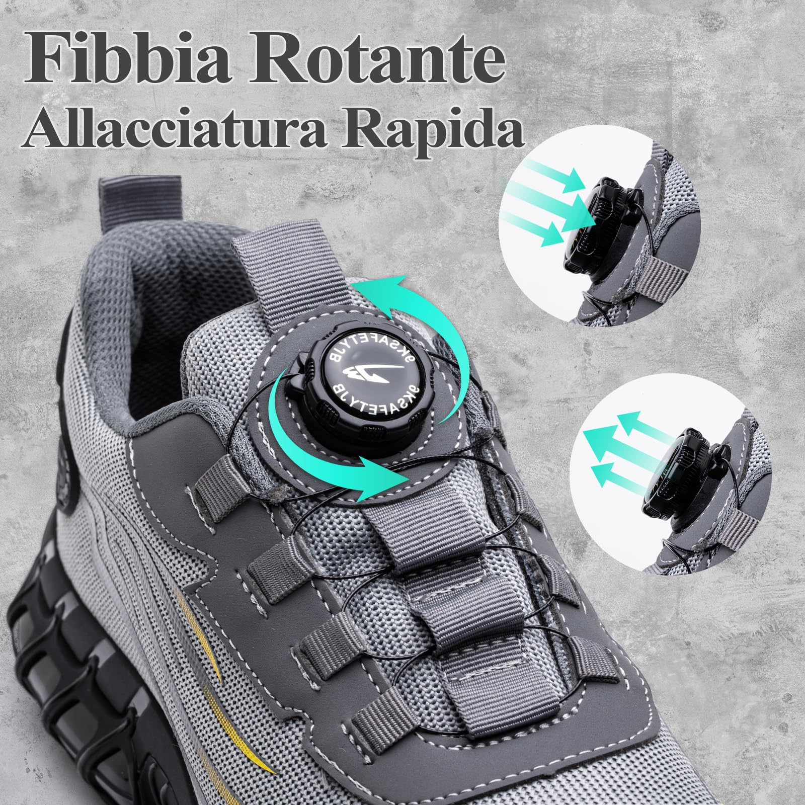 Scarpe Antinfortunistiche Uomo Donna Leggere Traspiranti Sneakers Antiscivolo Scarpe Sicurezza con Punta in Acciaio Regolazione Rapida dei Lacci 36-46 EU