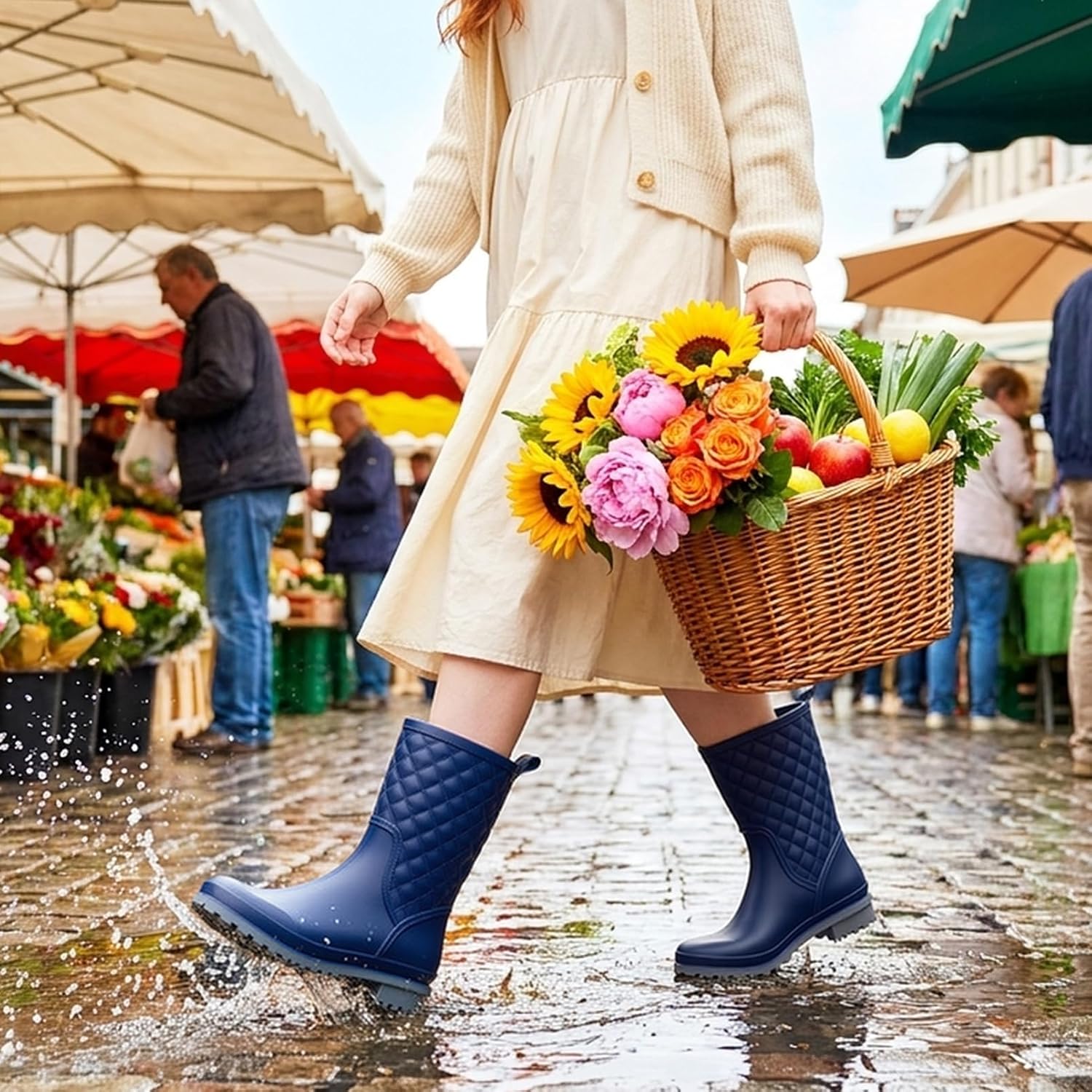 Hitmars Stivali Pioggia Donna Gomma Scarpe Impermeabili Chelsea Boots