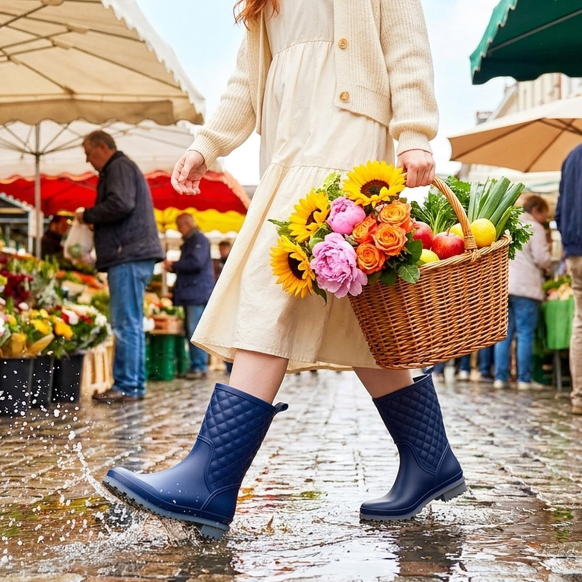 Hitmars Stivali Pioggia Donna Gomma Scarpe Impermeabili Chelsea Boots