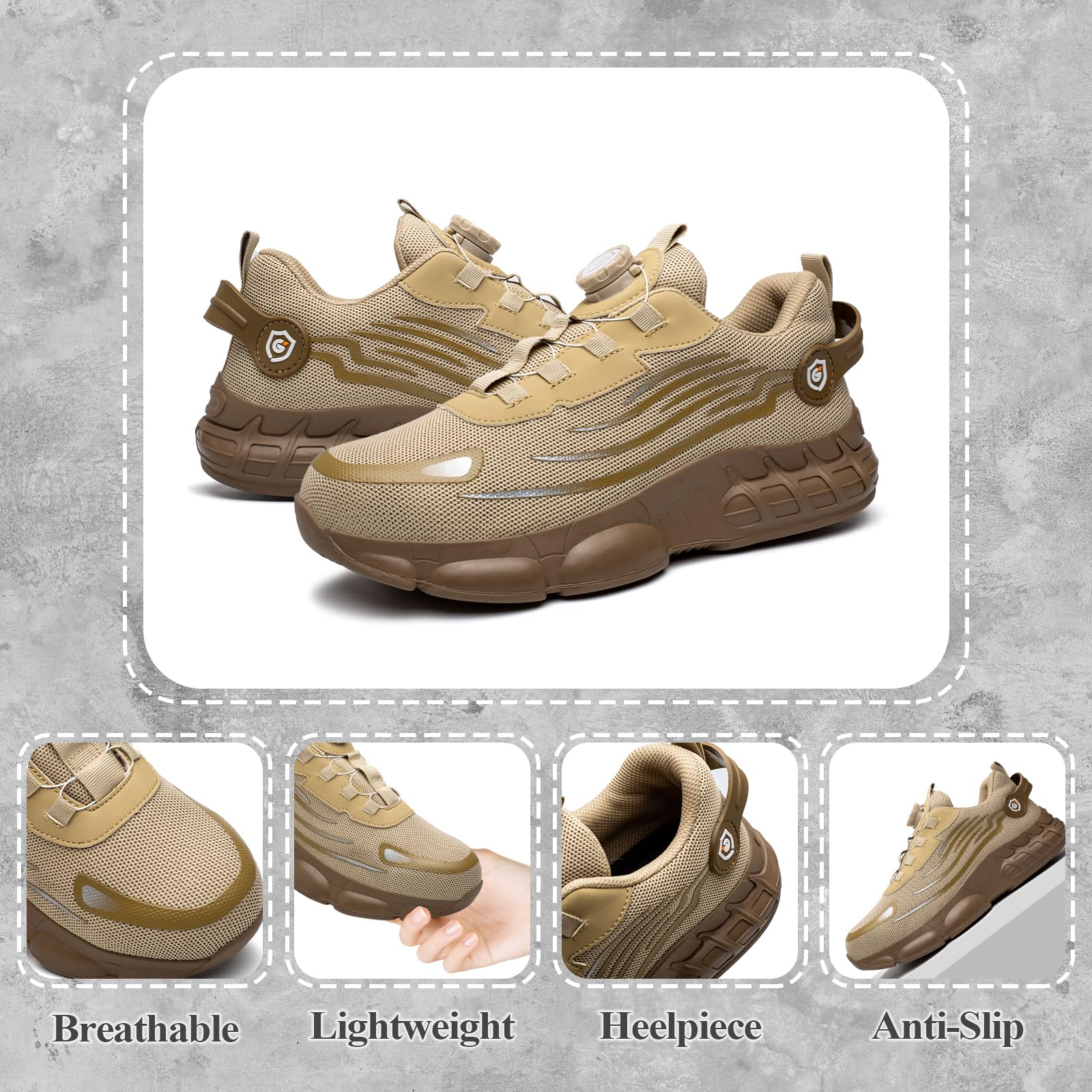 Scarpe Antinfortunistiche Uomo Donna Leggere Traspiranti Sneakers Antiscivolo Scarpe Sicurezza con Punta in Acciaio Regolazione Rapida dei Lacci 36-46 EU